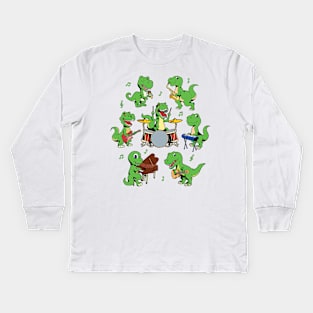 Cartoon TREX Big Band Kids Long Sleeve T-Shirt